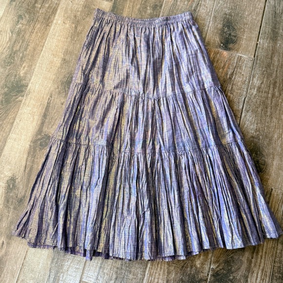 Alfredos Wife Ltd Dresses & Skirts - Alfredos Wife Vintage Boho Iridescent‎ Shimmer Tiered Maxi Skirt, Purple, M